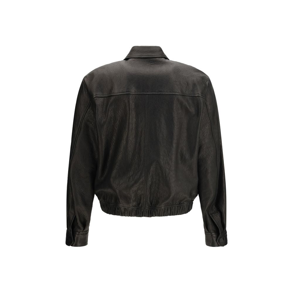 Saint Laurent Black Lamb Ovis Aries Aries Leather Men's Jacket