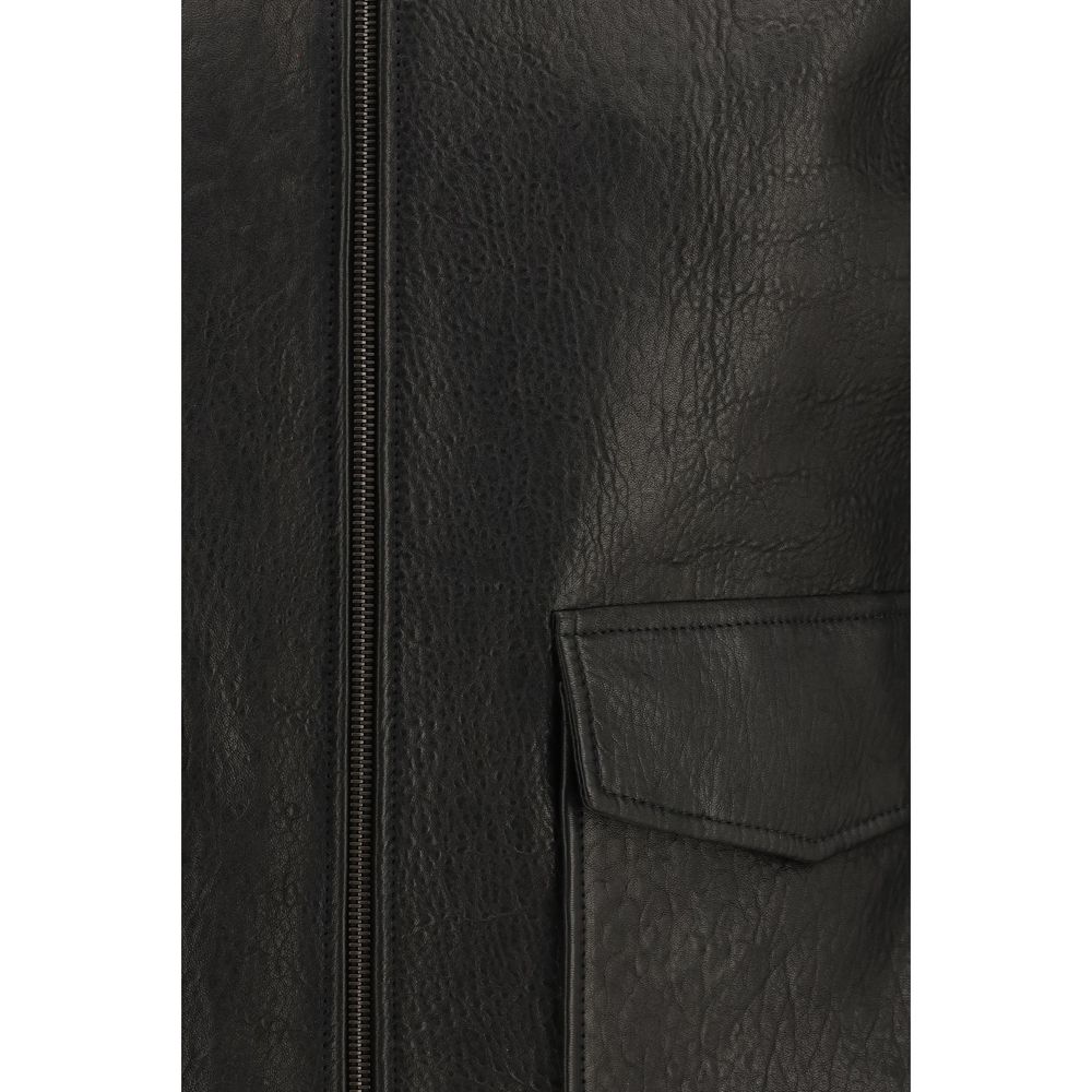 Saint Laurent Black Lamb Ovis Aries Aries Leather Men's Jacket