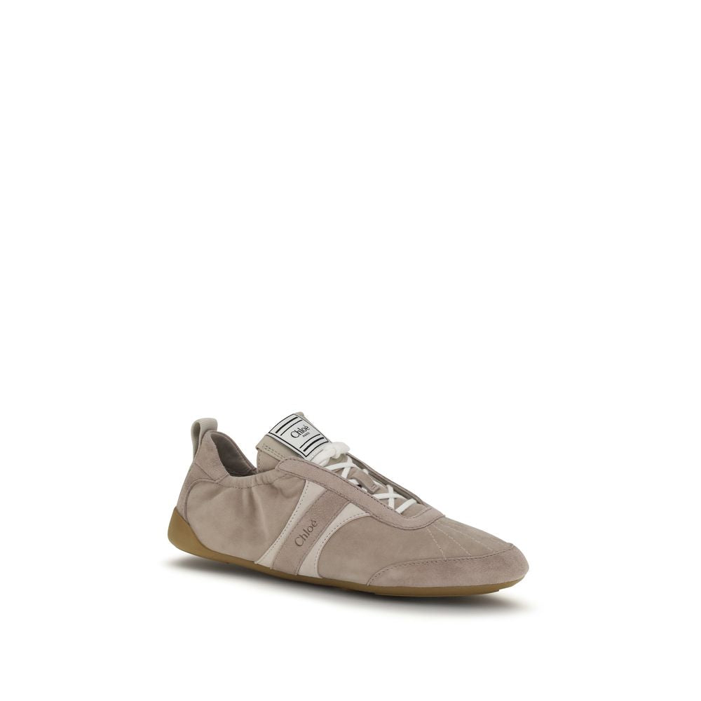 Chloé Beige Calf Leather Bos Taurus Athletic Women's Sneakers
