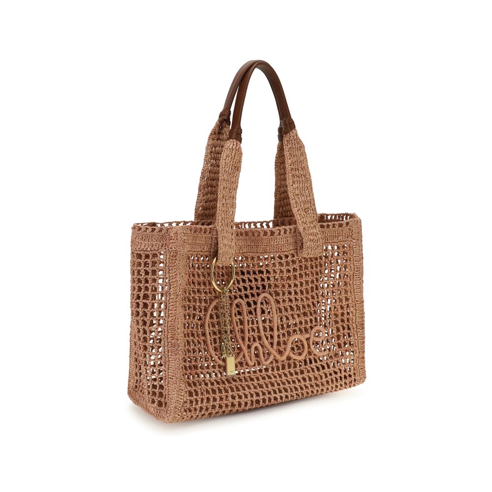 Chloé Beige Raffia Shoulder Women's Bag