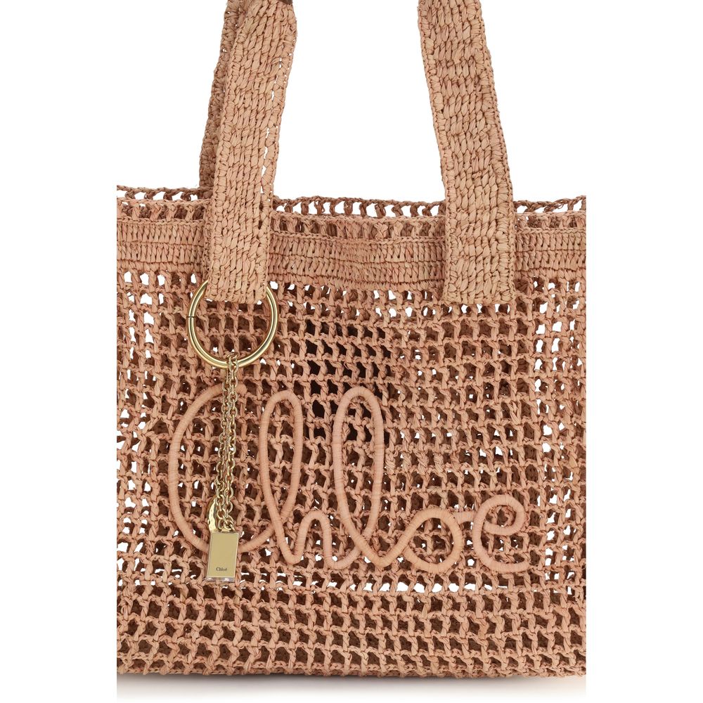 Chloé Beige Raffia Shoulder Women's Bag