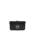 PINKO Black Calf Leather Bos Taurus Shoulder Bag