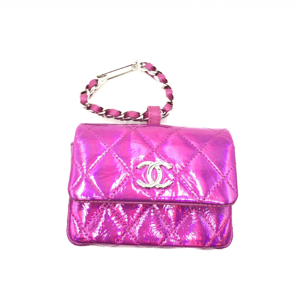 Chanel Iridescent Pink Quilted Leather Women's Pouch