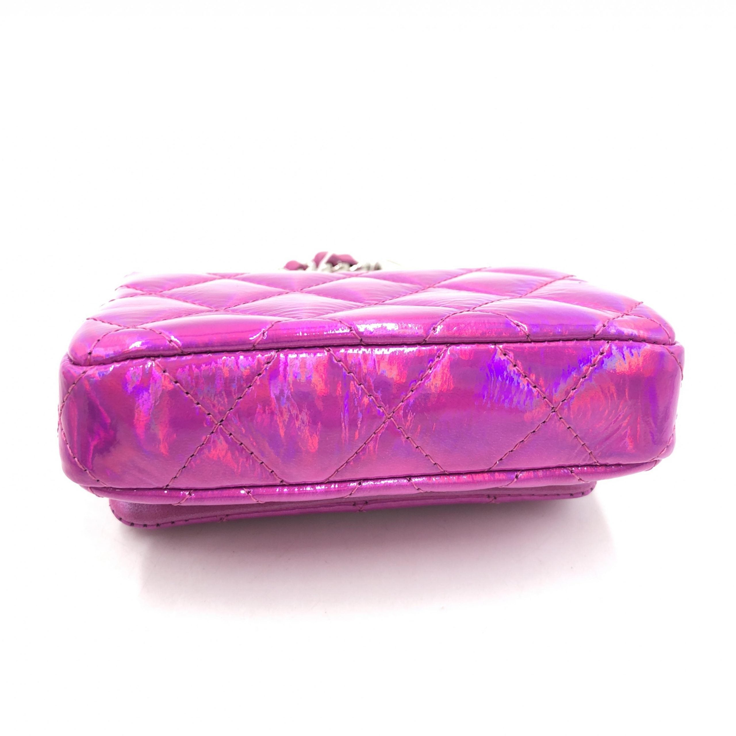 Chanel Iridescent Pink Quilted Leather Women's Pouch