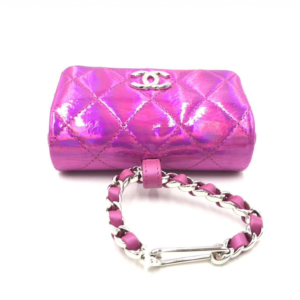 Chanel Iridescent Pink Quilted Leather Women's Pouch