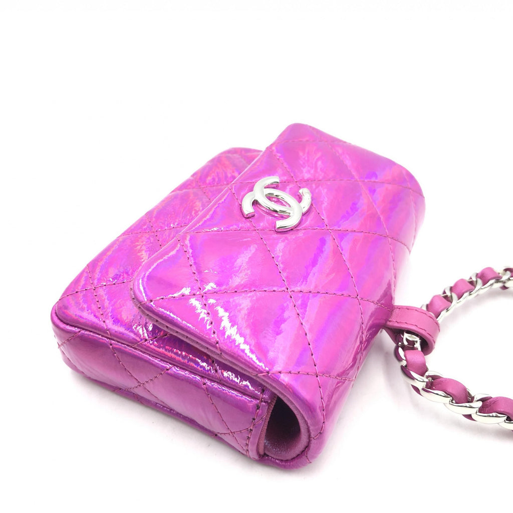 Chanel Iridescent Pink Quilted Leather Women's Pouch