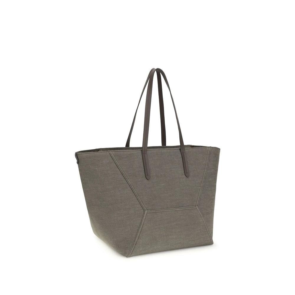 Brunello Cucinelli Brown Cotton Shoulder Bag