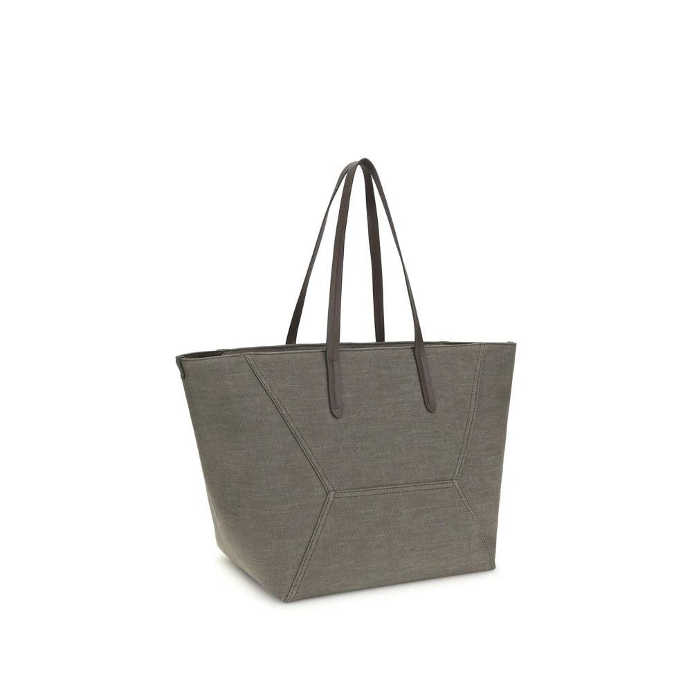 Brunello Cucinelli Brown Cotton Shoulder Bag