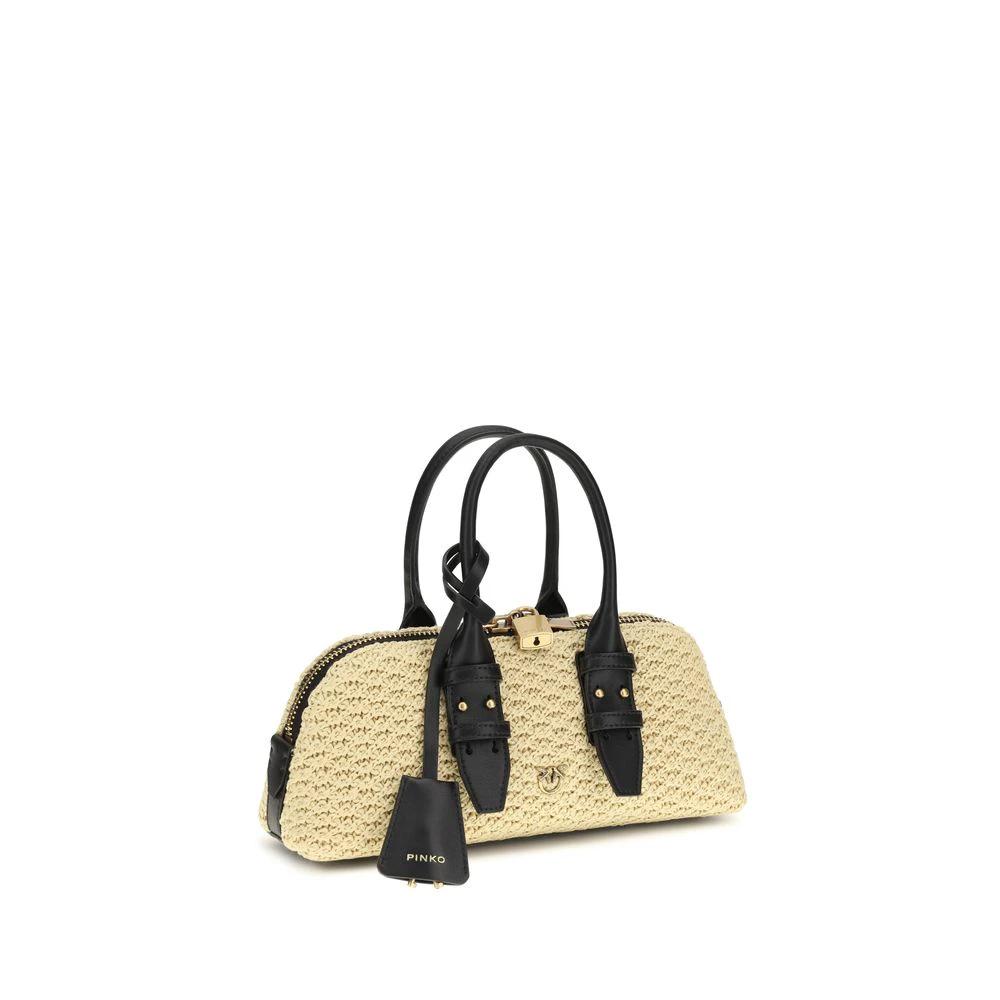 PINKO Beige Raffia Shoulder Bag
