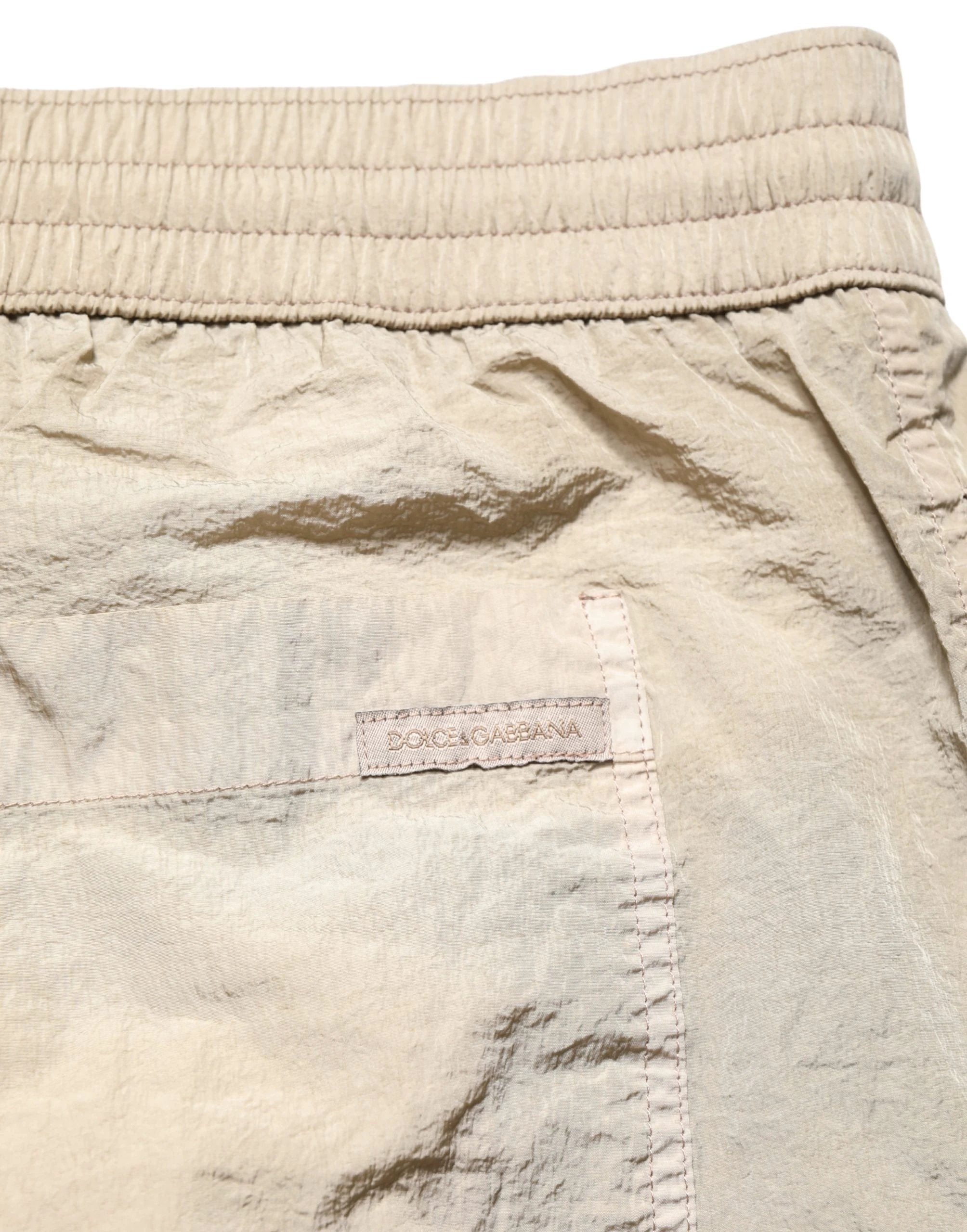 Dolce & Gabbana Brown Nylon Drawstring Swim Shorts Swimwear