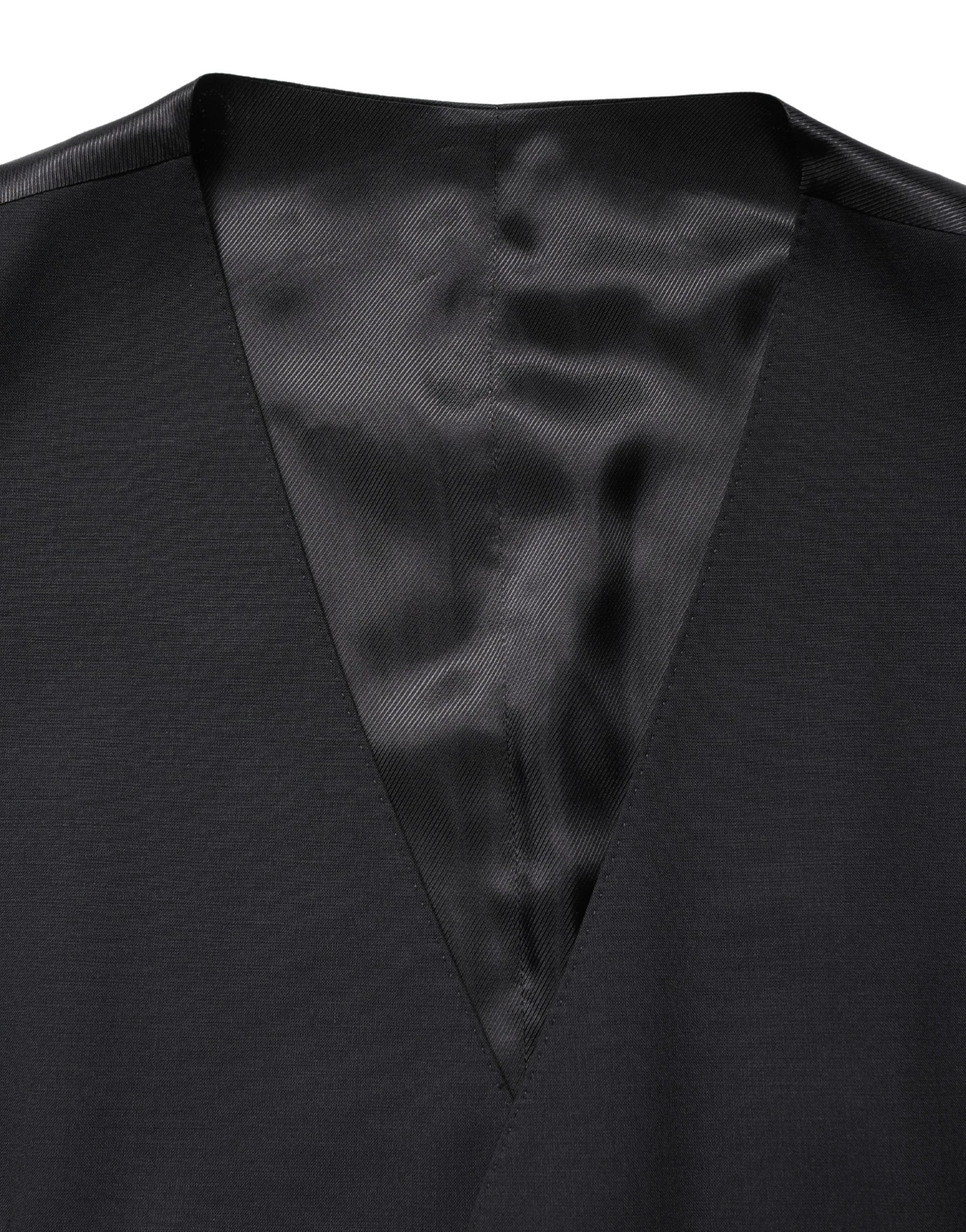 Dolce & Gabbana Black Wool Single Breasted Waistcoat Vest