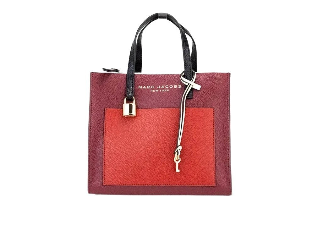 Marc Jacobs Grind Mini Pomegranate Colorblock Leather Tote Crossbody Handbag