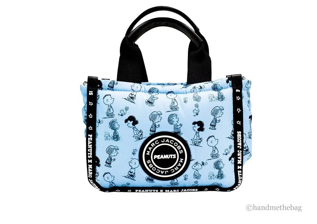 Marc Jacobs X Peanuts Air Blue Mini Puffy Nylon Tote Crossbody Bag Handbag Purse
