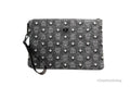 MCM Veritas Medium Dark Grey Denim Monogram Logo Canvas Clutch Pouch Handbag