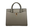 Versace Virtus Large Leather Top Handle Satchel Bag Tote Gray