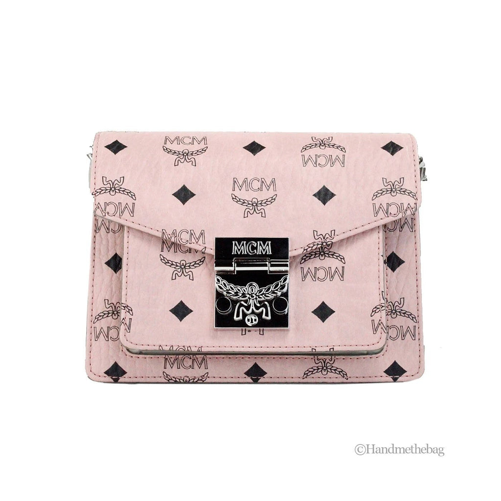 MCM Signature Patricia Leather Mini Flap Lock Crossbody Bag