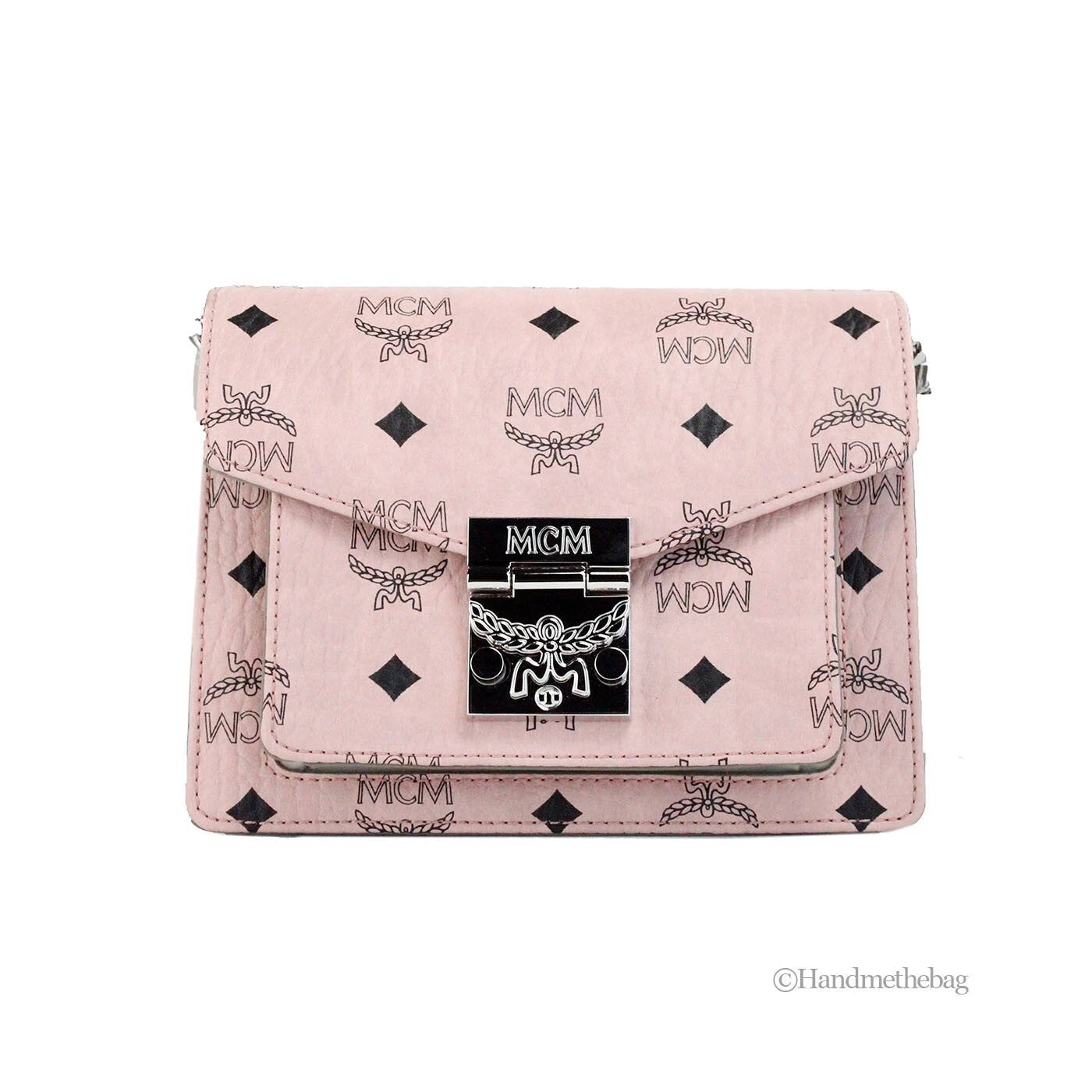 MCM Signature Patricia Leather Mini Flap Lock Crossbody Bag