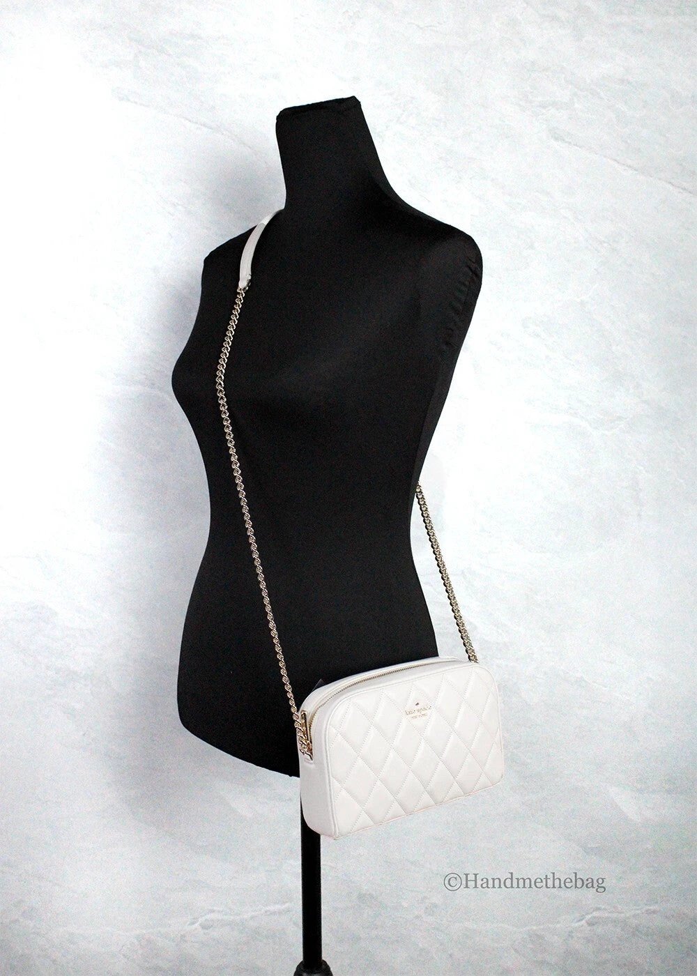 Kate Spade Carey Mini Parchment Quilted Smooth Leather Camera Crossbody Handbag