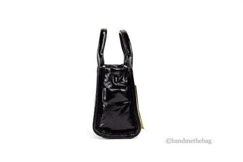 Marc Jacobs The Shiny Crinkle Micro Tote Black Leather Crossbody Bag Handbag