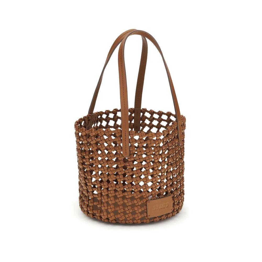 Staud Brown Calf Leather Bos Taurus Backet Bag