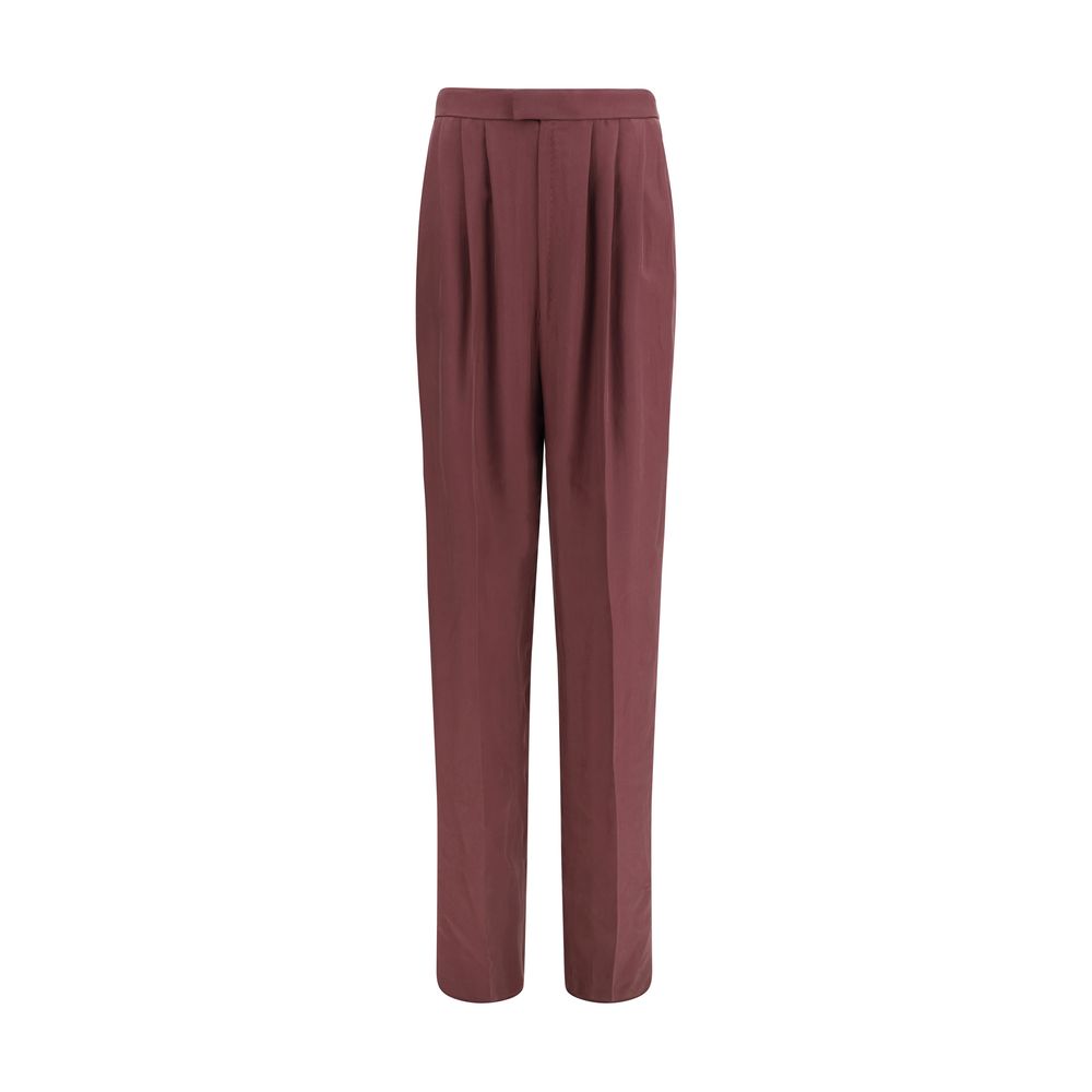 Saint Laurent Purple Silk Dress Women's Pants