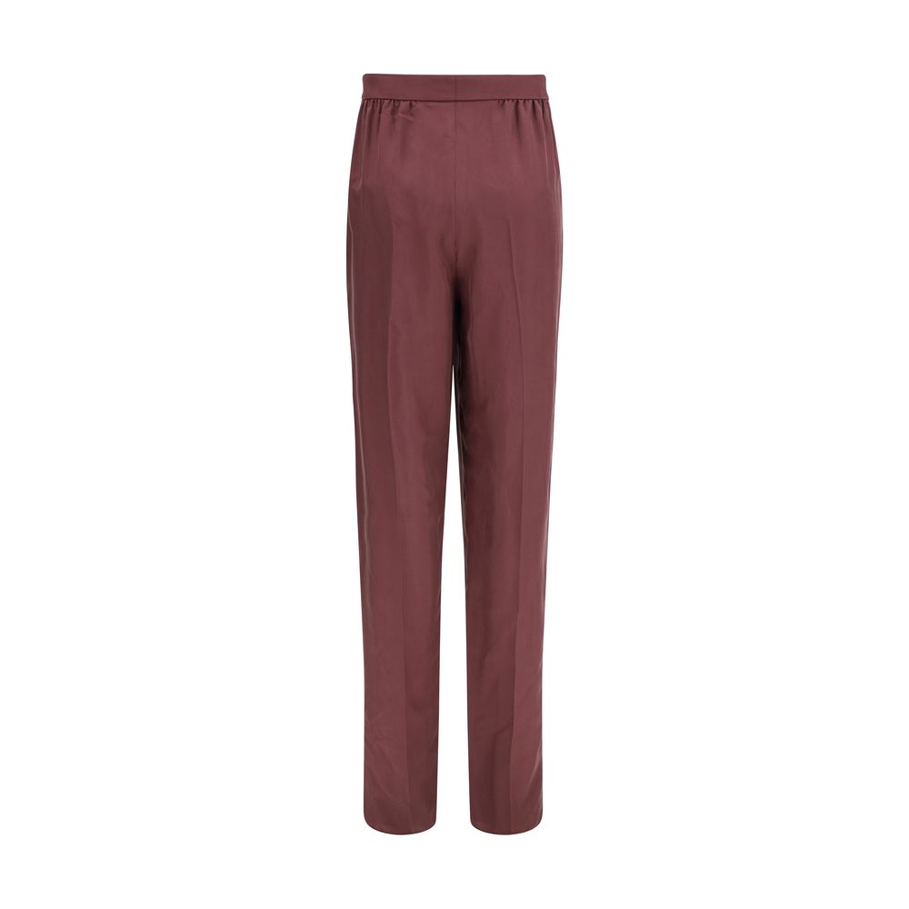 Saint Laurent Purple Silk Dress Women's Pants
