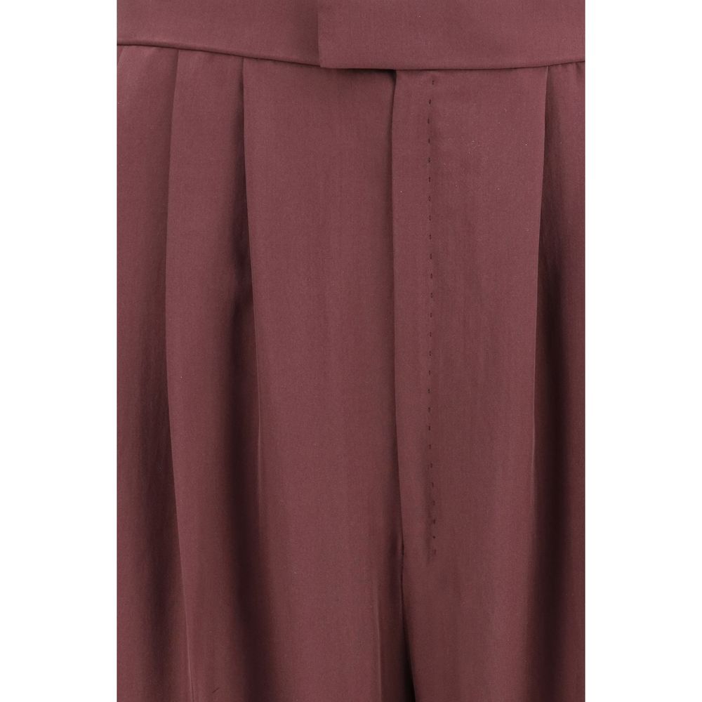 Saint Laurent Purple Silk Dress Women's Pants