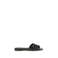 Saint Laurent Black Calf Leather Bos Taurus Flat Women's Sandals