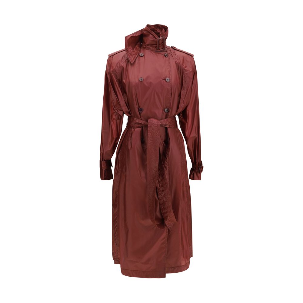 Saint Laurent Bordeaux Polyamide Trench Women's Coat