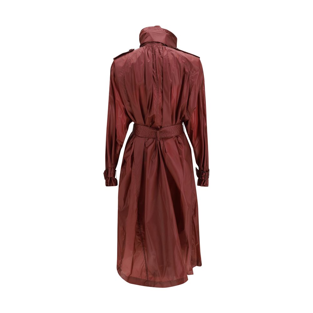 Saint Laurent Bordeaux Polyamide Trench Women's Coat