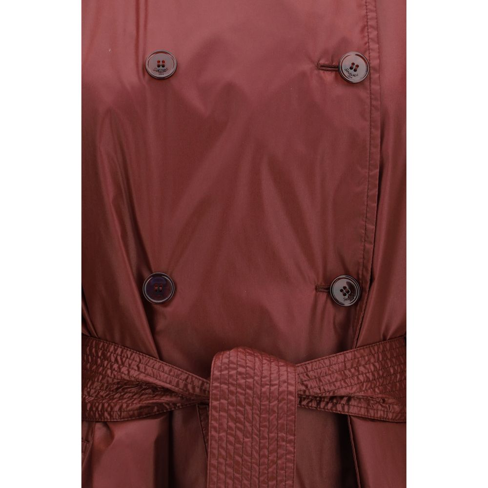 Saint Laurent Bordeaux Polyamide Trench Women's Coat