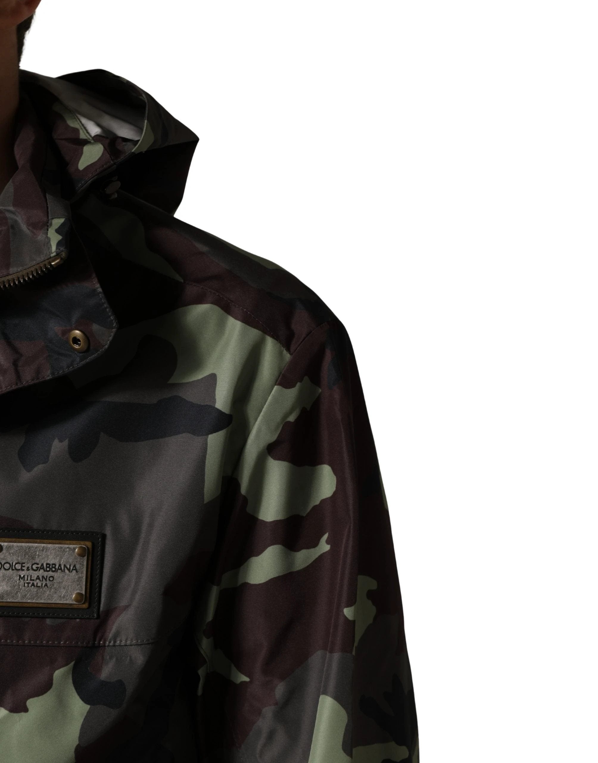 Dolce & Gabbana Multicolor Camouflage Hooded Bomber Jacket