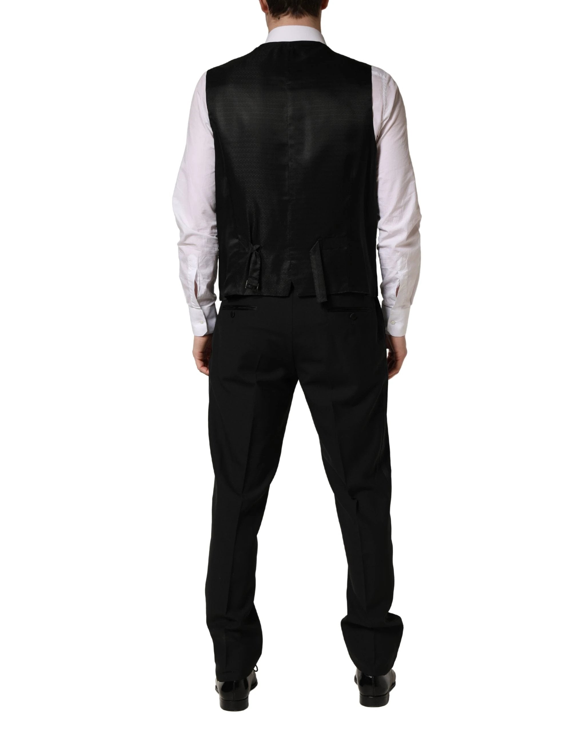 Dolce & Gabbana Black Wool Silk Saxophone Slim Fit 3Pc Suit