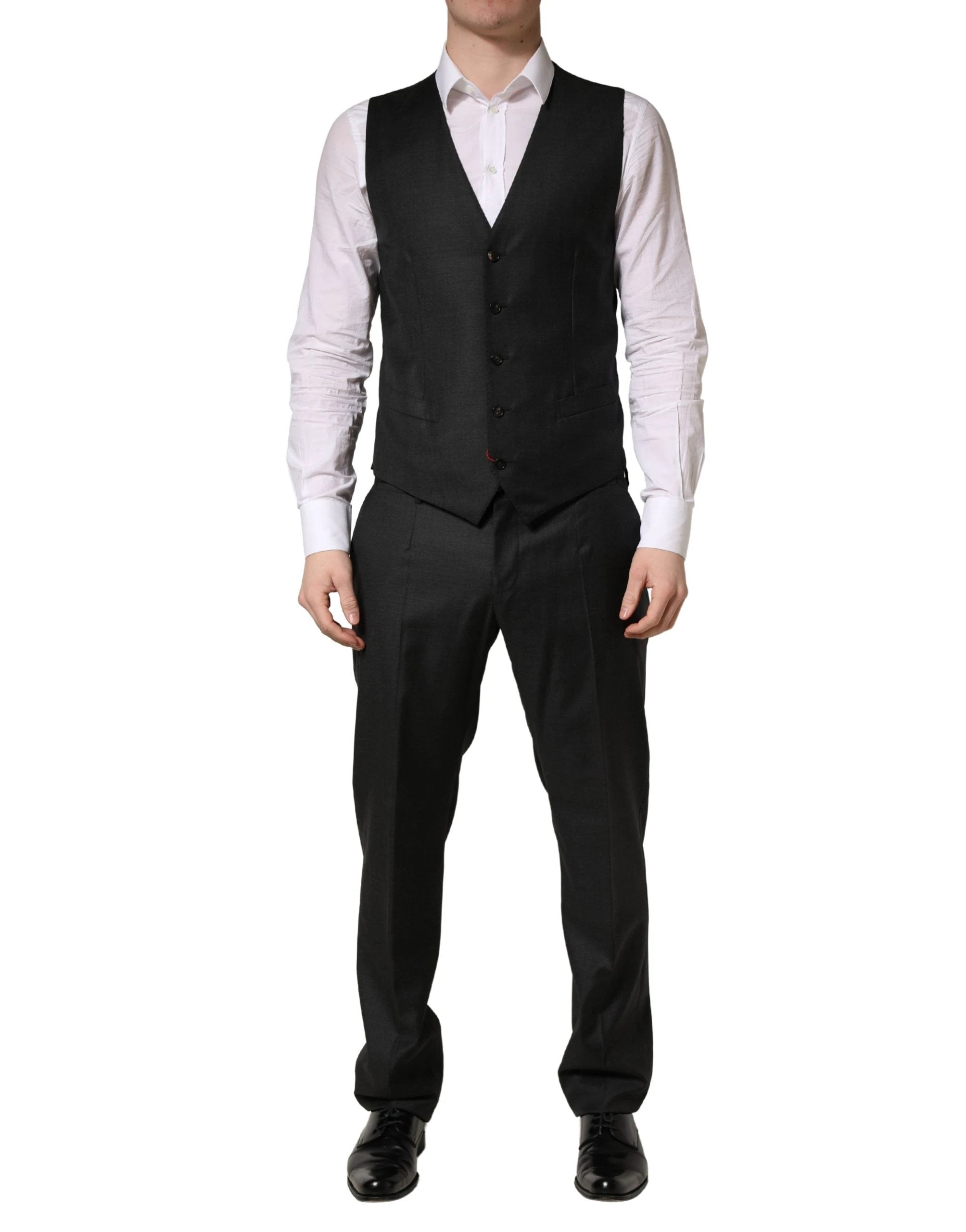 Dolce & Gabbana Black Wool Slim Fit Formal 3 Piece Men Suit
