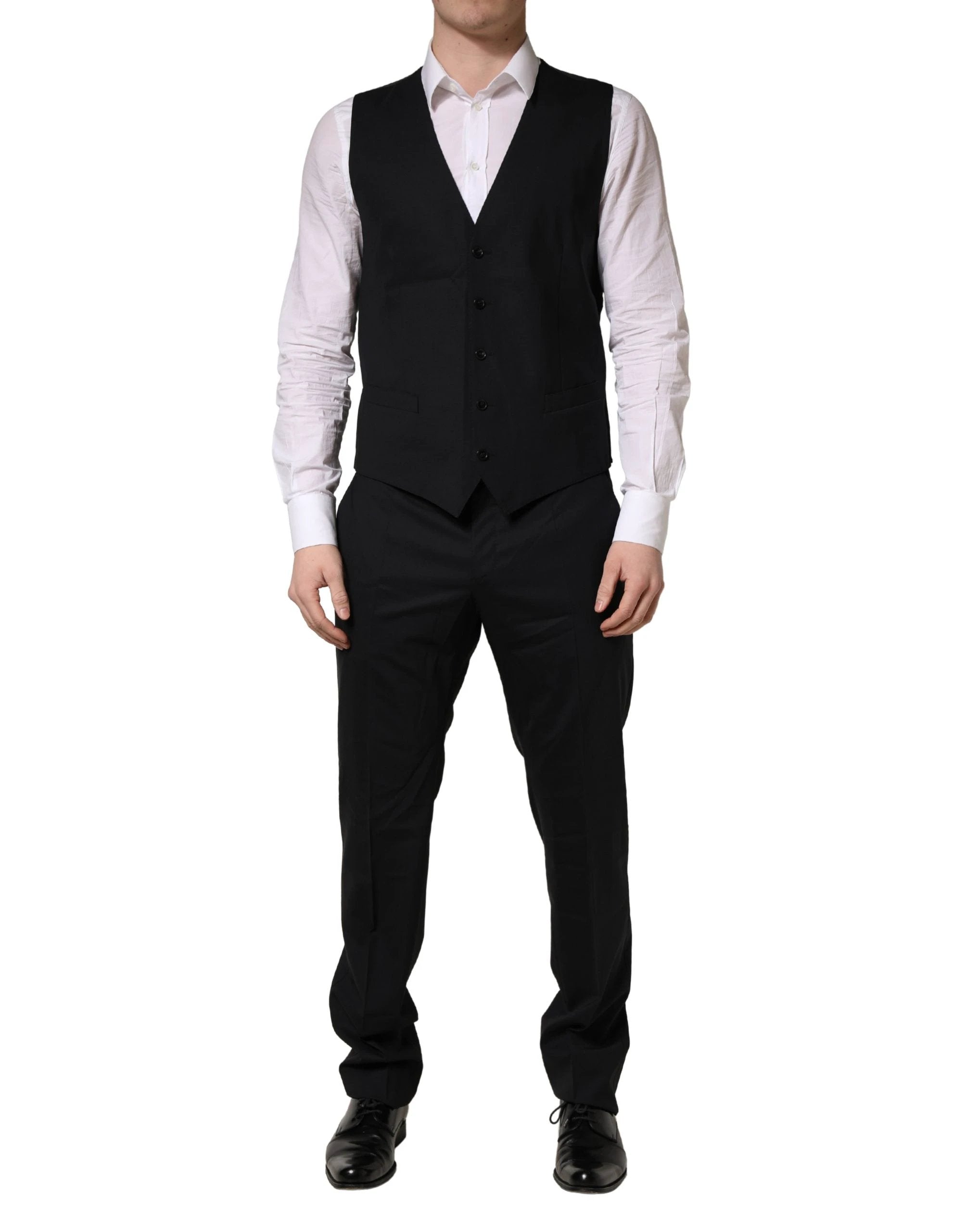 Dolce & Gabbana Black Wool 2 Buttons Formal 3 Piece Men Suit