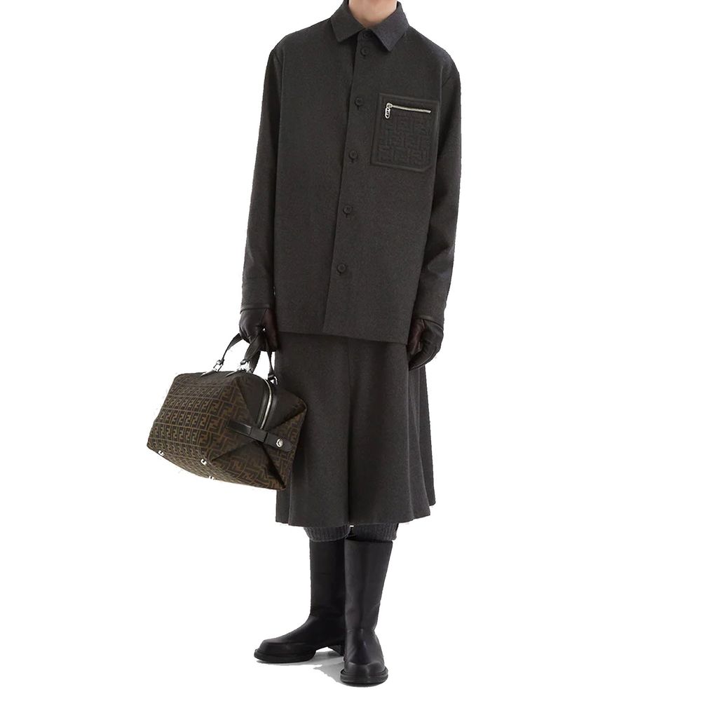 Fendi Gray Cashmere Men's Coat