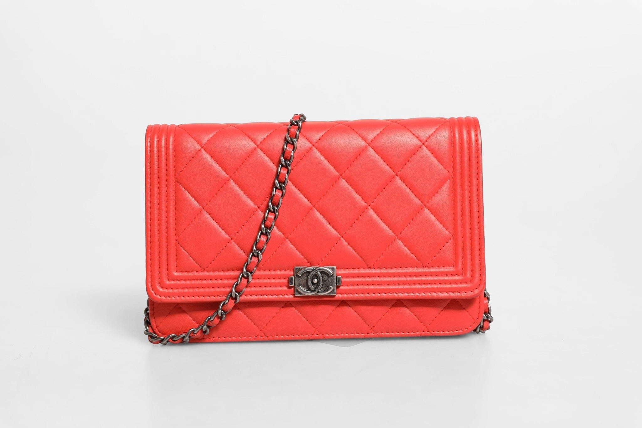 Chanel Chanel Boy Wallet on Chain Red Women's Lambskin