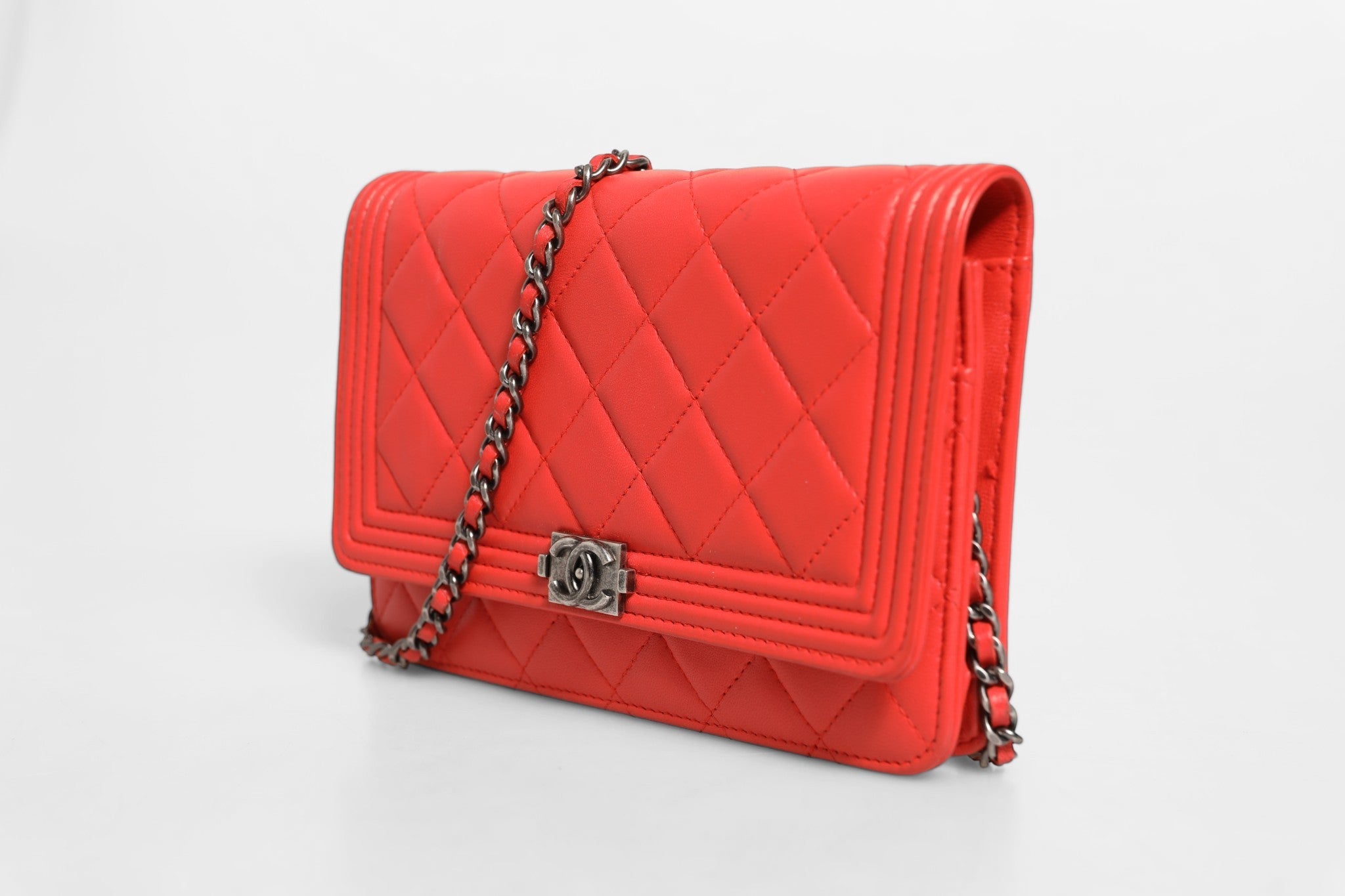 Chanel Chanel Boy Wallet on Chain Red Women's Lambskin