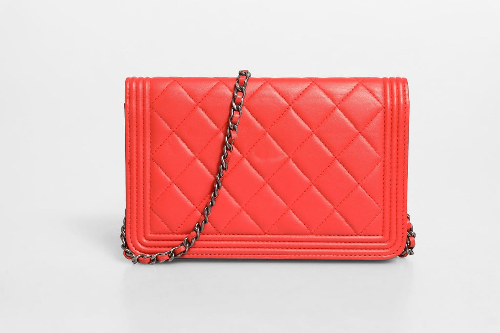 Chanel Chanel Boy Wallet on Chain Red Women's Lambskin