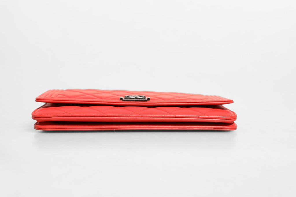 Chanel Chanel Boy Wallet on Chain Red Women's Lambskin