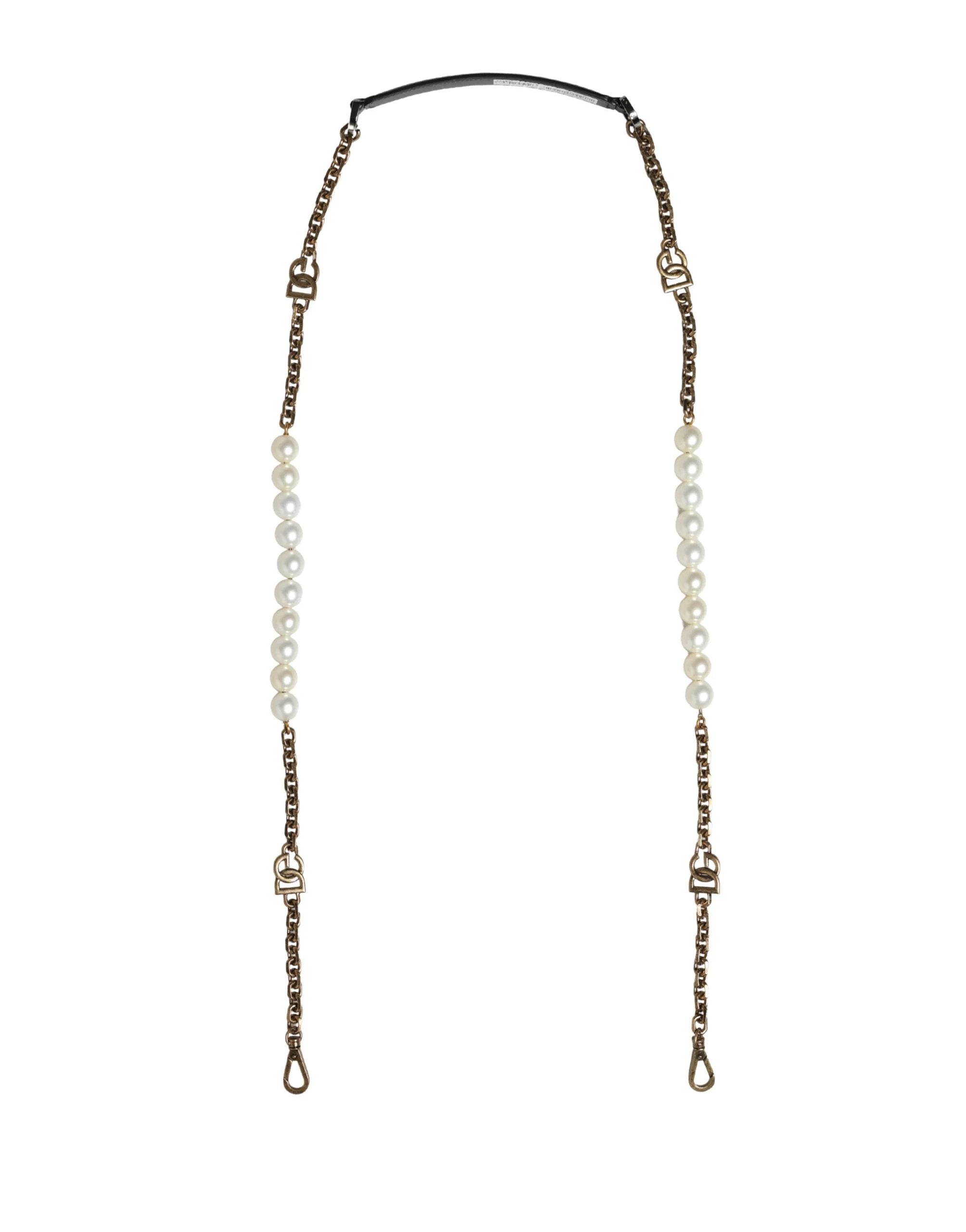 Dolce & Gabbana Black Leather Gold Chain Bag Accessory Shoulder Strap