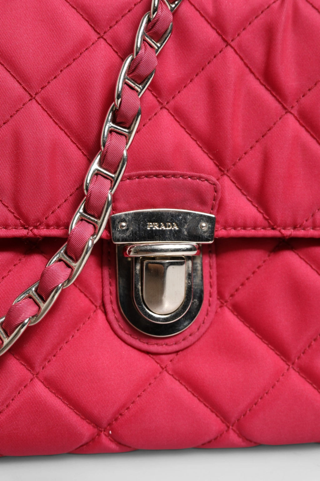 Prada Prada Pink Quilted Tessuto Impuntu Nylon Flap Crossbody Women's Bag
