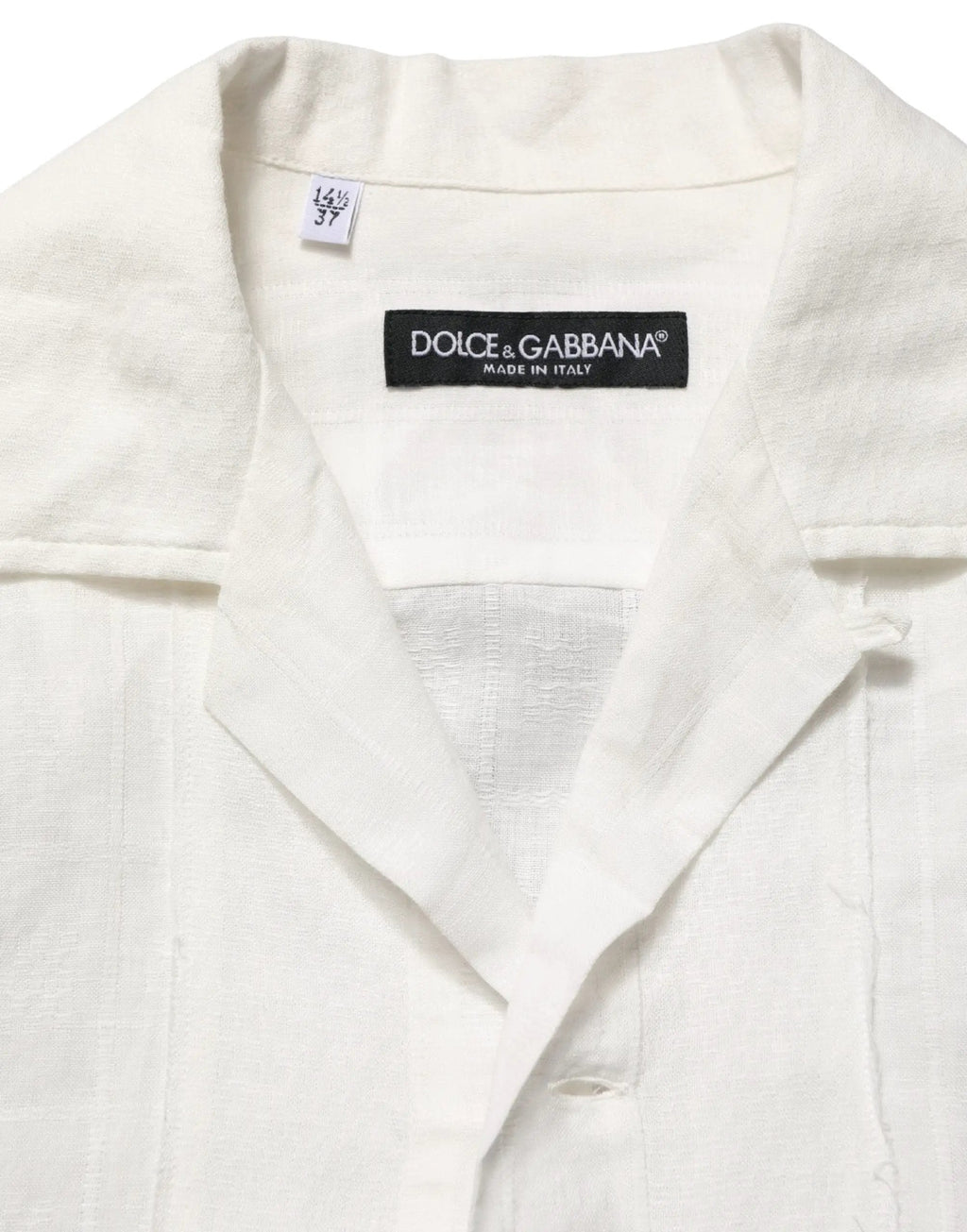 Dolce & Gabbana White Linen Short Sleeves Button Down Shirt