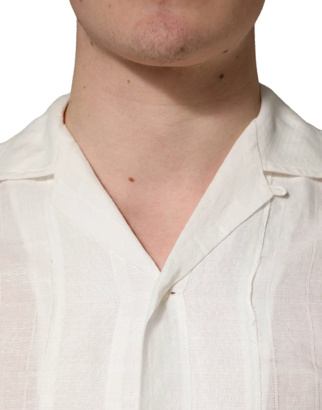 Dolce & Gabbana White Linen Short Sleeves Button Down Shirt