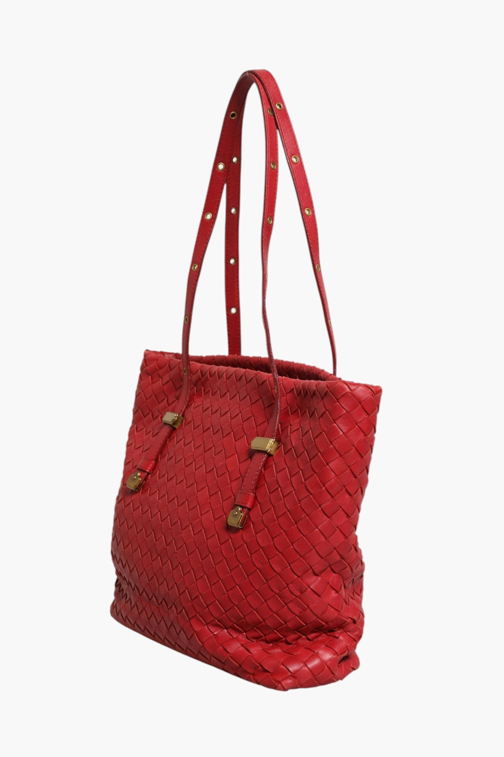 Bottega Veneta Red Intrecciato Leather Tote Women's Bag