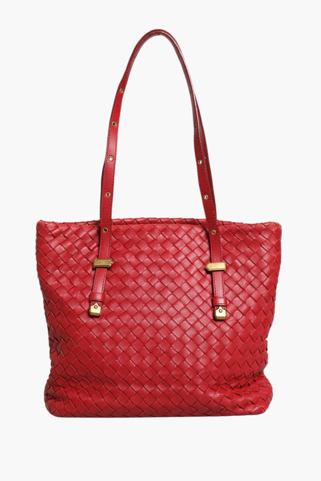 Bottega Veneta Red Intrecciato Leather Tote Women's Bag