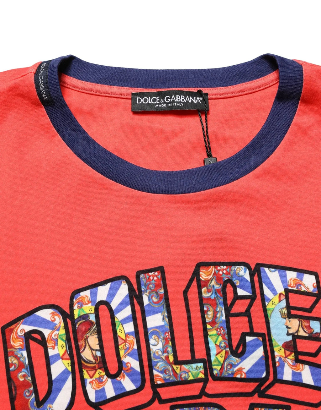 Dolce & Gabbana Orange Logo Print Cotton Crew Neck T-shirt