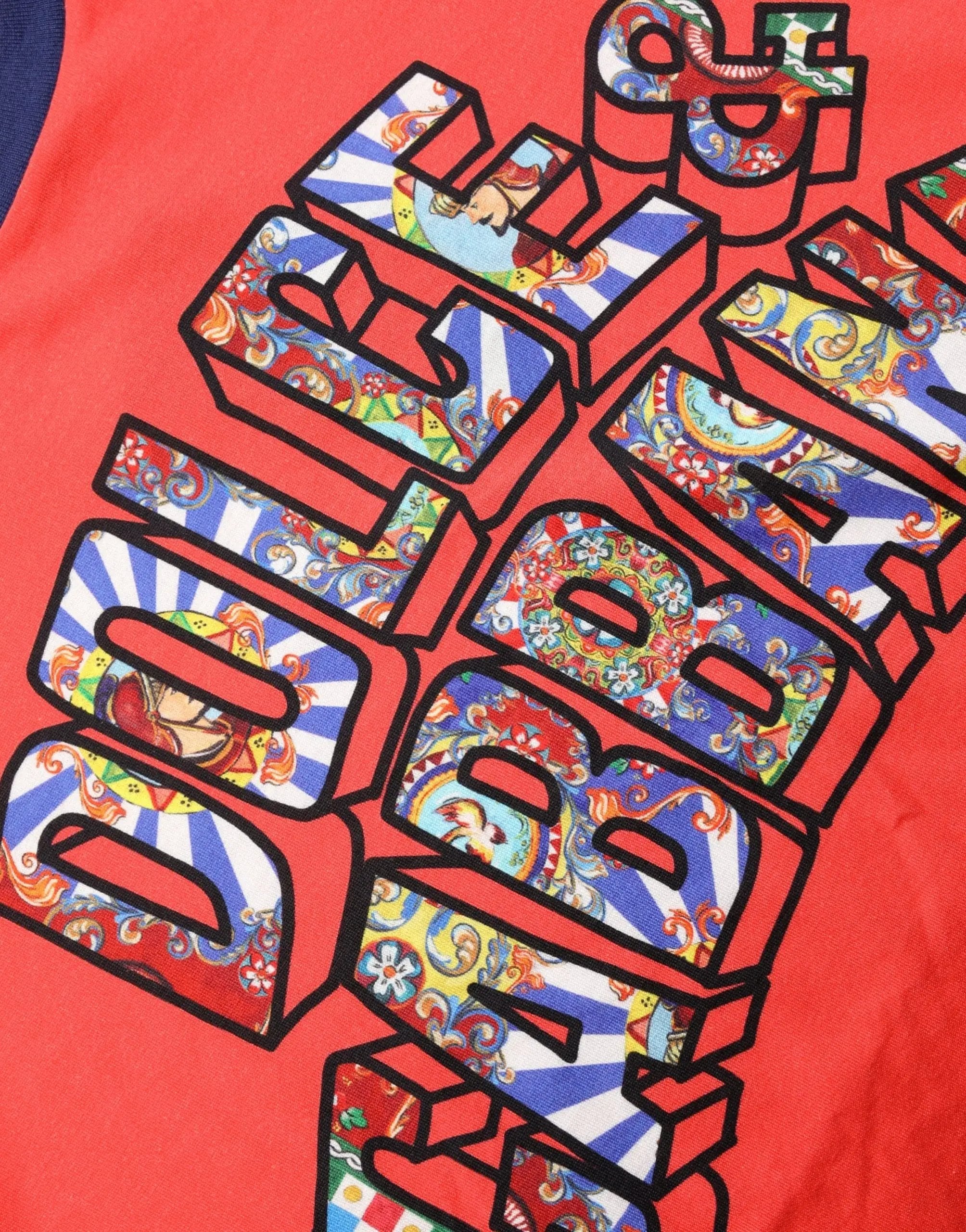 Dolce & Gabbana Orange Logo Print Cotton Crew Neck T-shirt