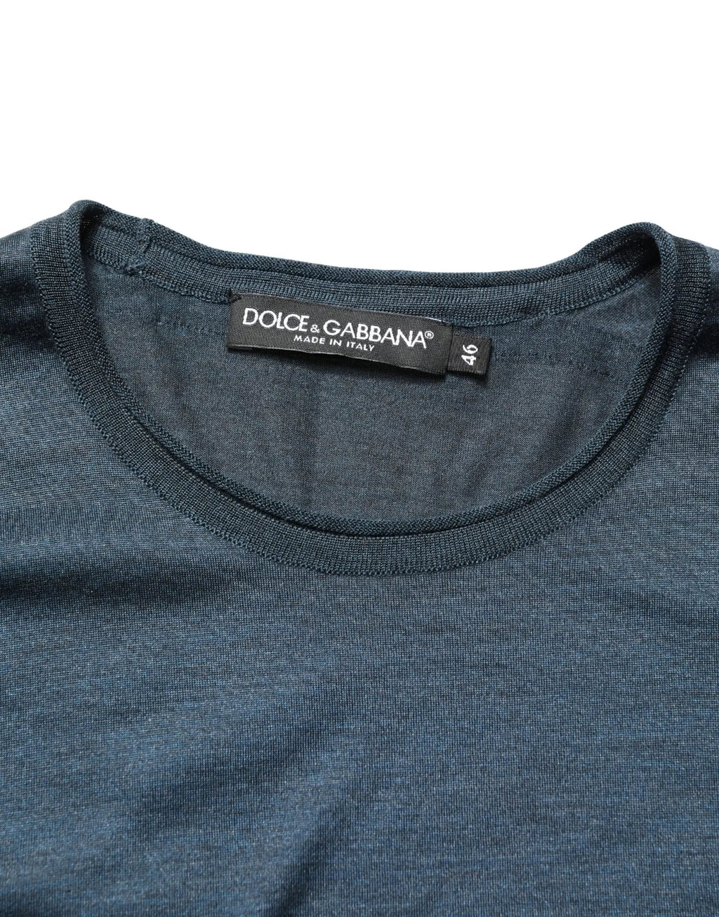 Dolce & Gabbana Dark Blue Silk Crew Neck Short Sleeve T-shirt