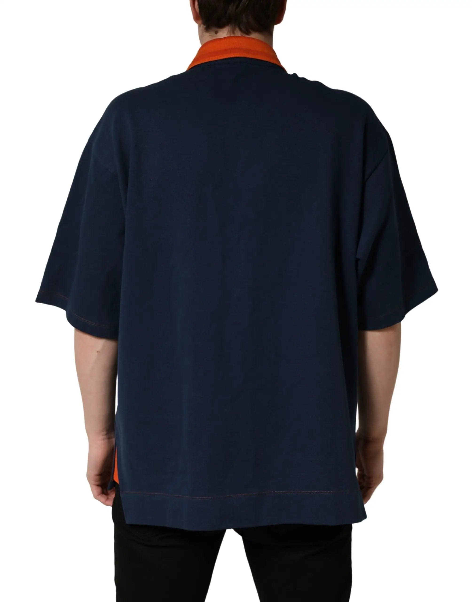 Dolce & Gabbana Navy Blue Cotton Logo Short Sleeves Men Polo T-shirt